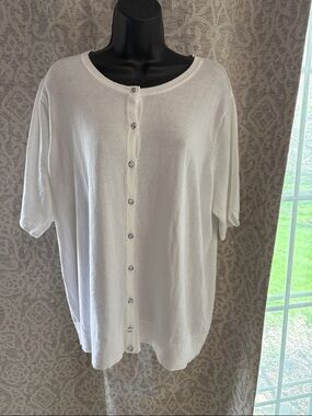 NY & C White Short-Sleeve Button Front Cardigan - 2X - new with tags